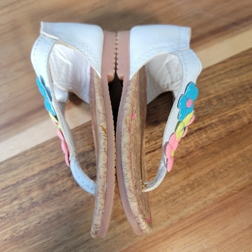 Carter's Kids Daisy 2 White Sandals with Neon Flowers Toddler Size 5